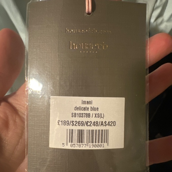 House of CB IMANI Delicate Blue Satin Pleated Mini Dress - Picture 5 of 6